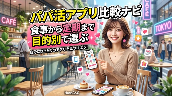 パパ活アプリ比較ナビ｜食事から定期まで目的別で選ぶ